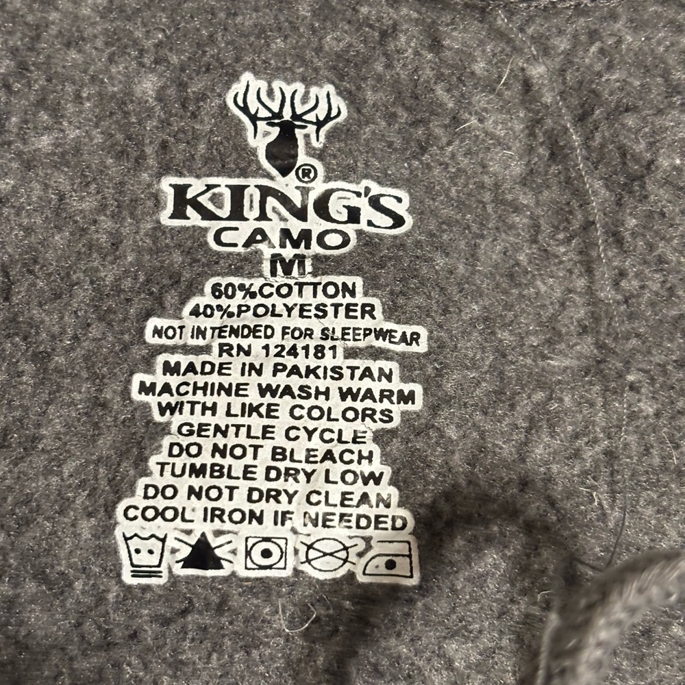 Kings Camo Deer Graphic Hoodie Men’s M Gray Outdoor Hunting Pullover - Picture 3 of 8